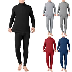 Winter Thermal Underwear Set For Men Thickened Bottom Shirt Long Johns 2pcs Thick Pajamas Suit Inner Wear male Basic Clothing