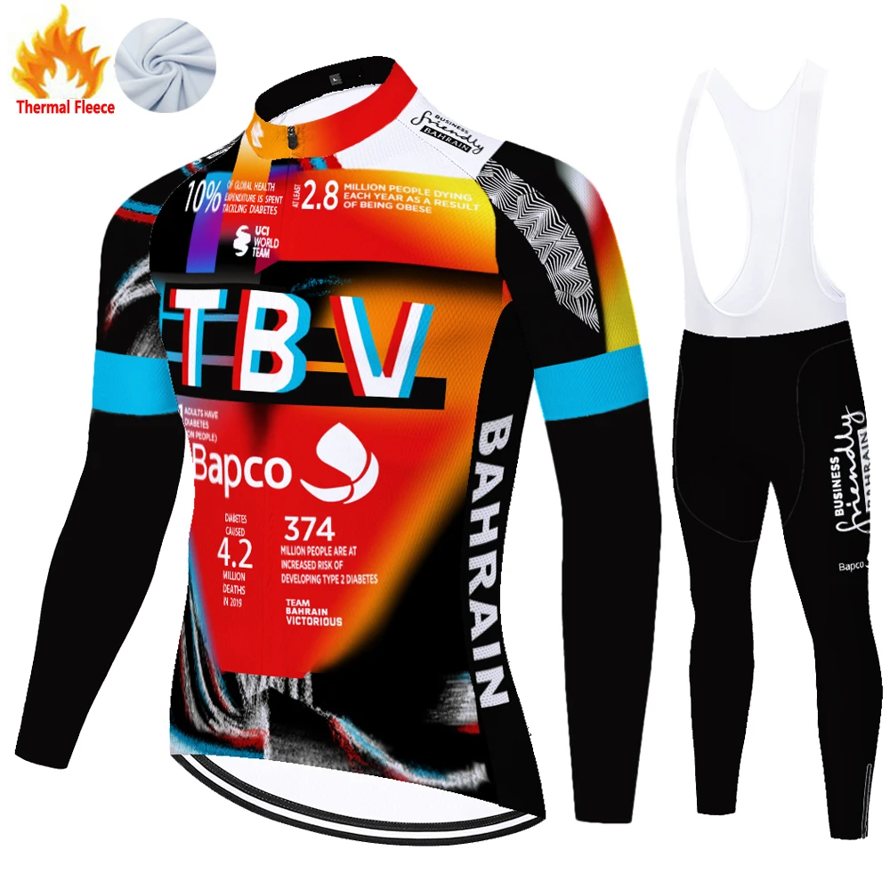 2024 proteam BAHRAIN cycling jersey Winter Fleece ropa ciclismo hombre fietskleding heren terno masculino completo bicicleta