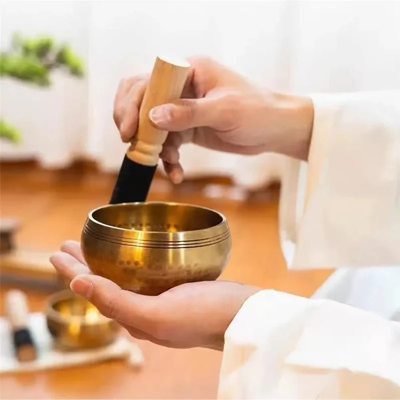 Tibetan Singing Bowl Set Sound Bowl Meditation Bowl Unique Gift Helpful for Meditation Yoga Stress Relief image 4