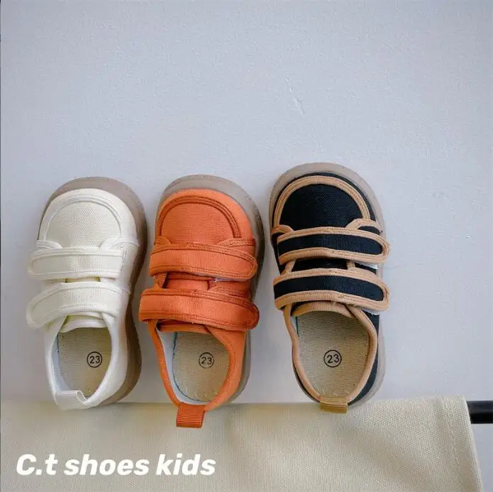 

Children's Shoes 2024 Spring New Boys' Soft Soles Comfortable Sports Casual Shoes Fashion Girls Canvas Shoes Black Orange White