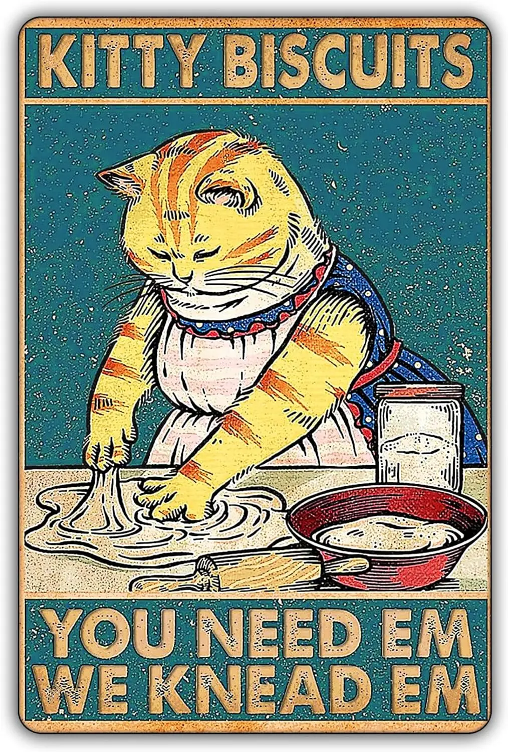 Fmcmly Funny Cat Metal Tin Signs Vintage Kitty Kitchen Sign Home Coffee Office Retro Art Wall Decor Kitty Biscuits You Need We K