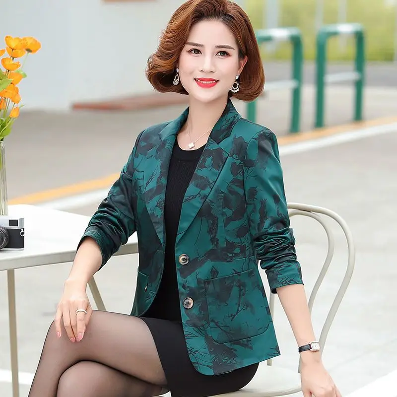 

Women Blazer Spring Autumn Fashion Middle-aged Mother Temperament Long Sleeve Casual Women Suit Jacket Female Outerwea 2023