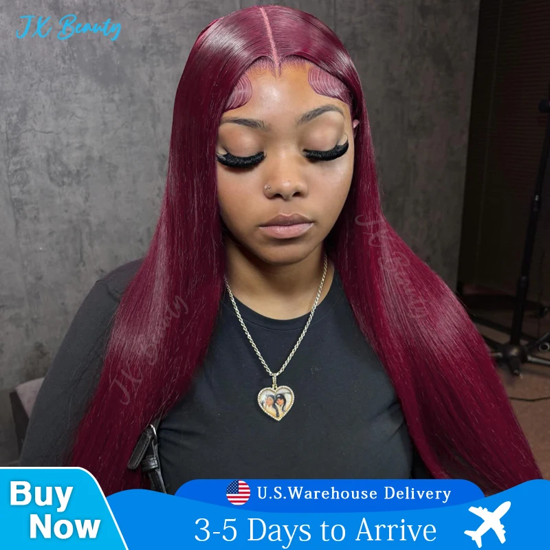 

Прямой парик из натуральных волос цвета бургунди 99J, 13x6 с кружевной передней частью, винно-красный, 13x4 с кружевной передней частью, для женщин, плотность 200%