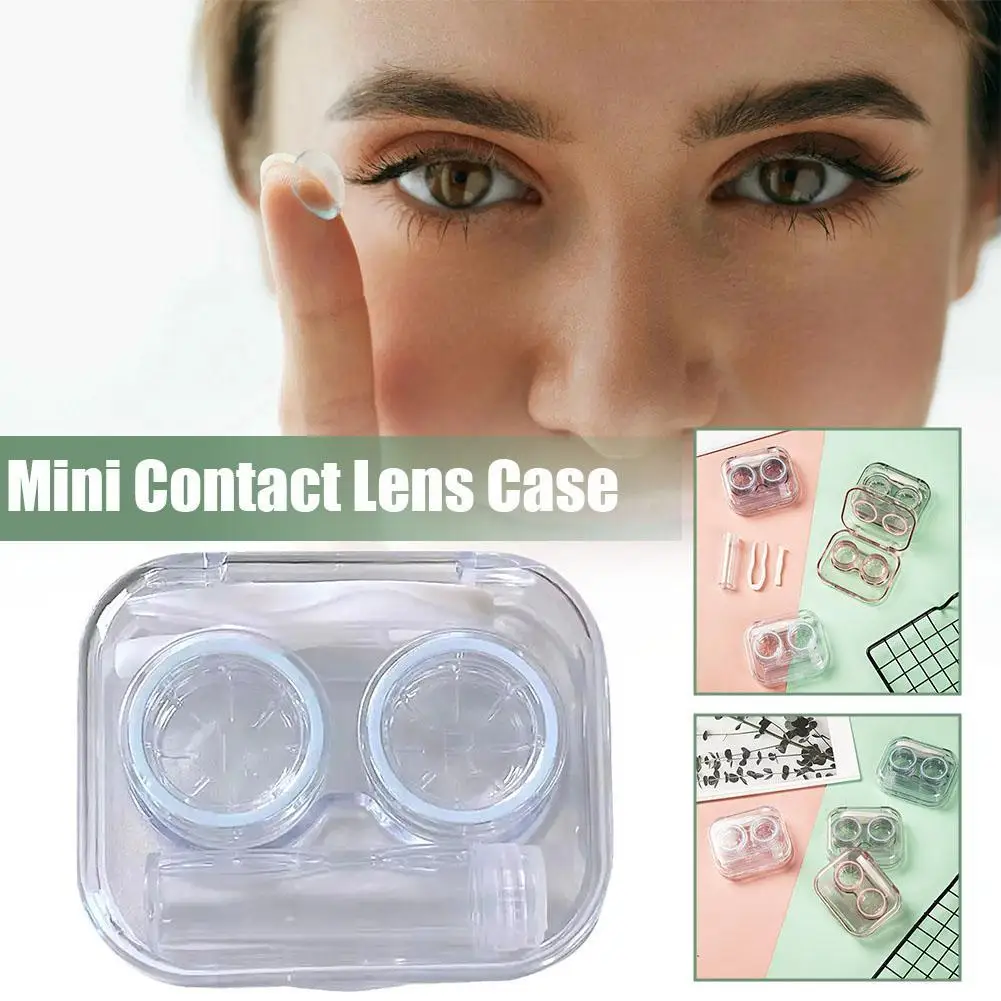 Mini estuche portátil transparente para lentes de contacto, Kit de contenedor de alto sellado con goma a prueba de fugas