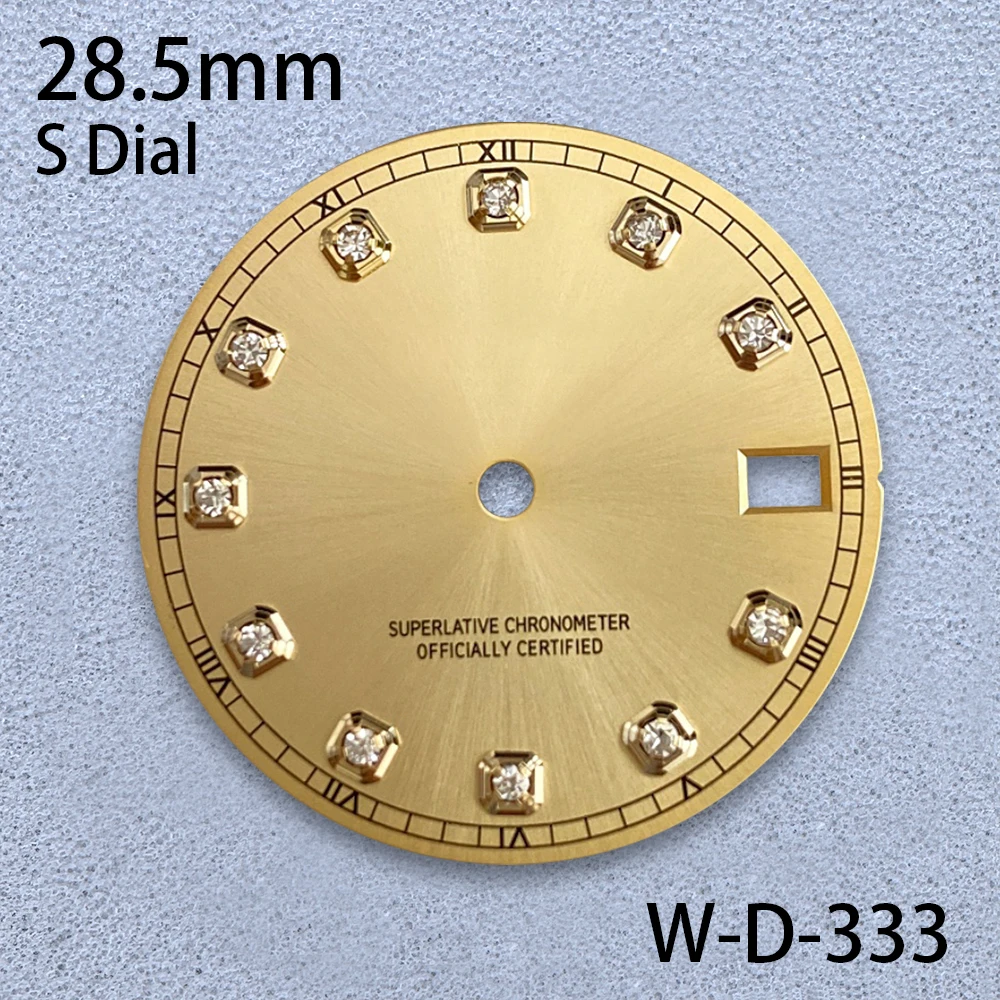 28.5mm Diamonds S Dial Fit NH35/NH36 Japanese Automatic Movement Sunray Dial Mechanical Watch Modification Accessories