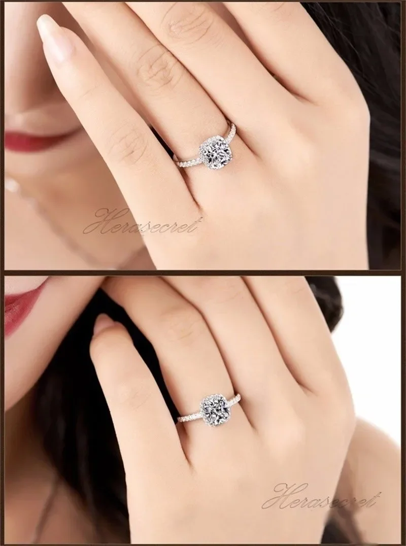 Promotion!! GALAXY 925 Sterling Silver RING Luxury 4 Carat CZ Diamond Crystal Wedding Rings For Women SIZE US 5 6 7 8 9 10 11 12