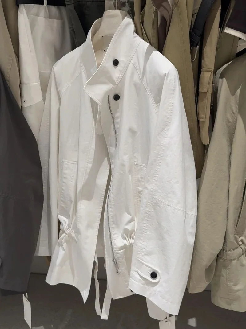 2026 New Spring Stand-up Collar Trench Coat Trench Coat Women's Small Fashion Is Popular High-end Medium and Long Jacket Female