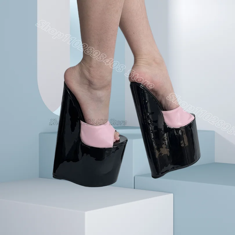 

Pink Wedges Heels Stiletto Slippers Platform Slip on Fashion British Style Women Summer Casual Slippers 2025 Zapatos Para Mujere
