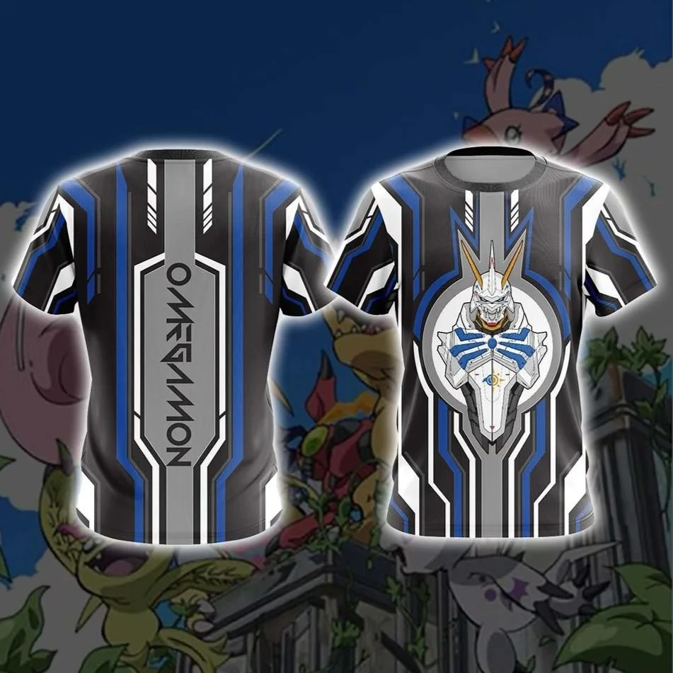 Bandai Fusion Evolution Omegamon Metalgarurumon WarGreymon Anime Peripheral Digimon 3D-gedruckte T-Shirts Sommer Schnelltrocknend Groß