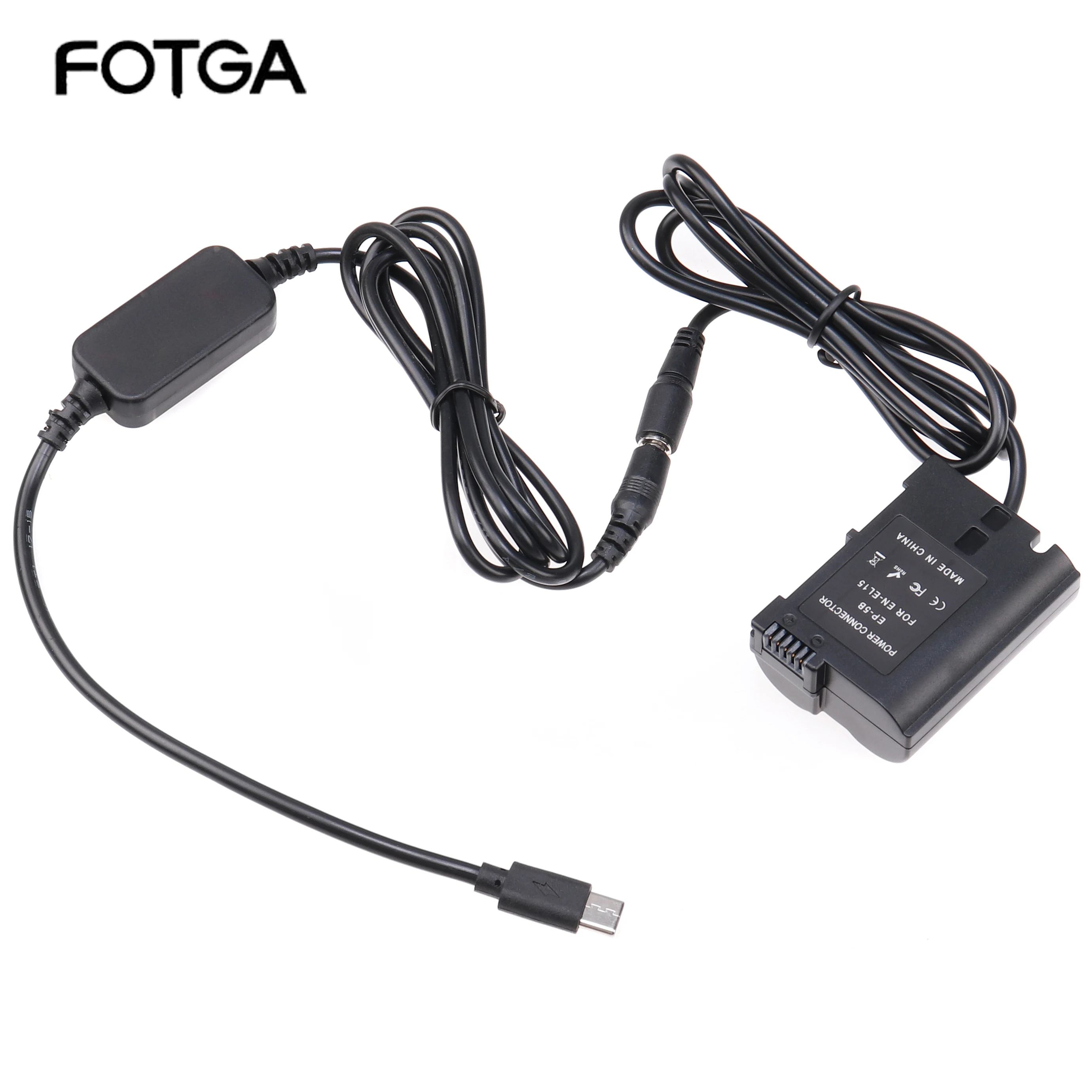 

FOTGA EN-EL15 Dummy Battery Adapter Plate+Type C Cable for Nikon D500 D600 D610 D750 D780 D800 D810 D850 Z5 Z6 Z7 V1 D7000 camer