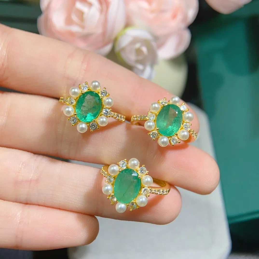 

Винтажное кольцо с натуральным изумрудом, прецизионная оправа из серебра 925 пробы, центральный камень 7x9 мм с сертификацией, ювелирные изделия из драгоценных камней в античном стиле