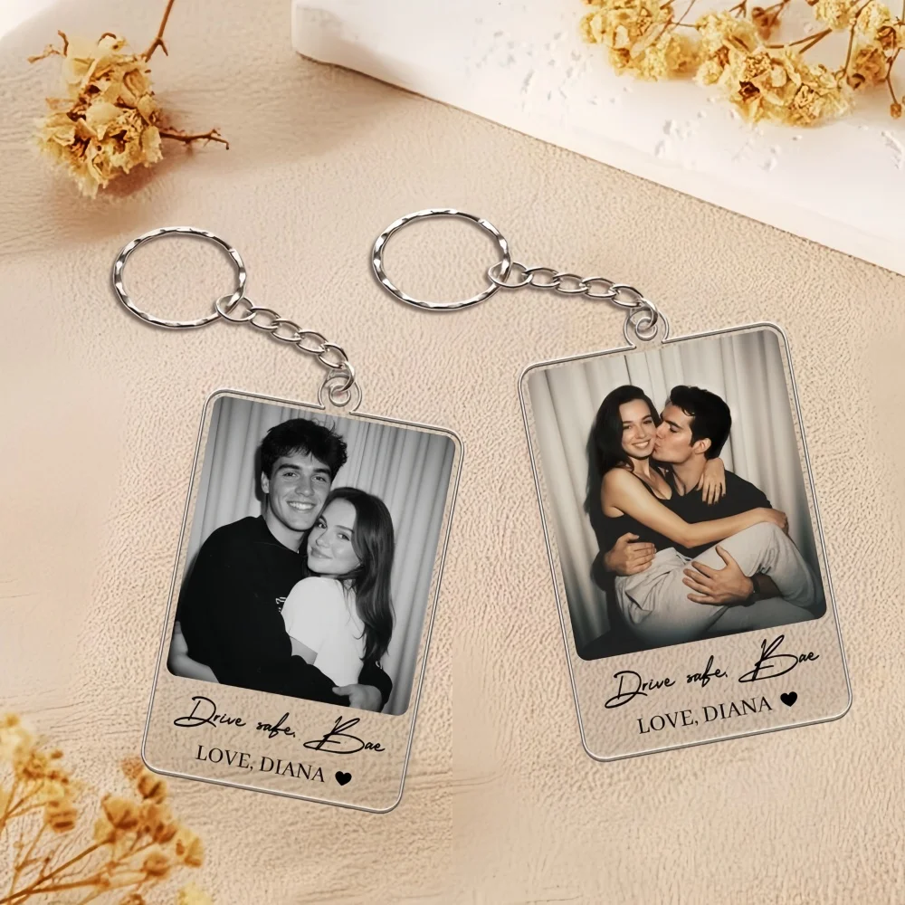 Personalized Photo Custom keychain Customized Acrylic Couples keychain Customized Frame Keyrings Gifts For Lover view 4