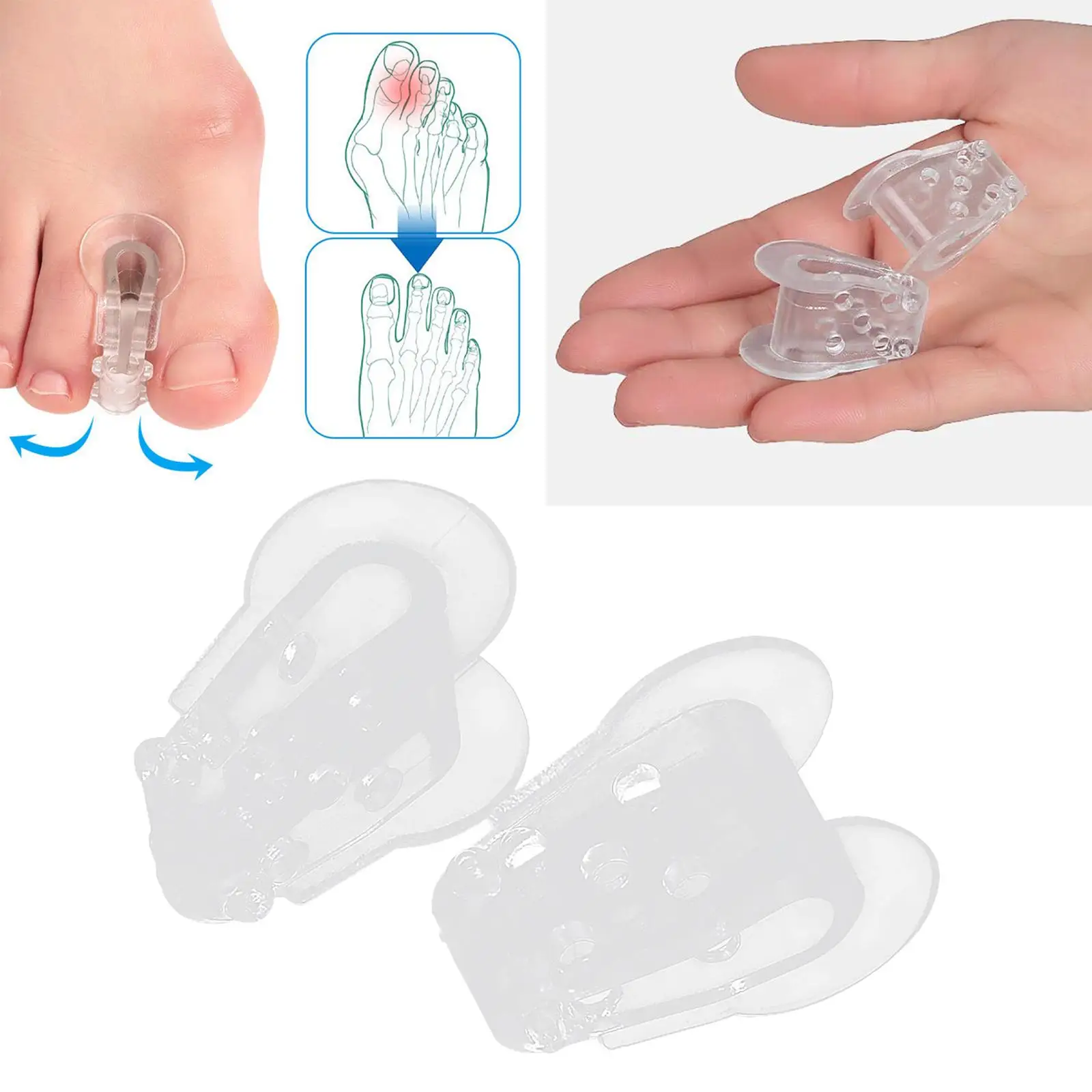 2 szt./zestaw Separatorów Palców Rozdzielacze do Palców Koślawych Składanych Palców Łagodzą Bóle dla Kobiet i Mężczyzn Zapobiegają Tarcie