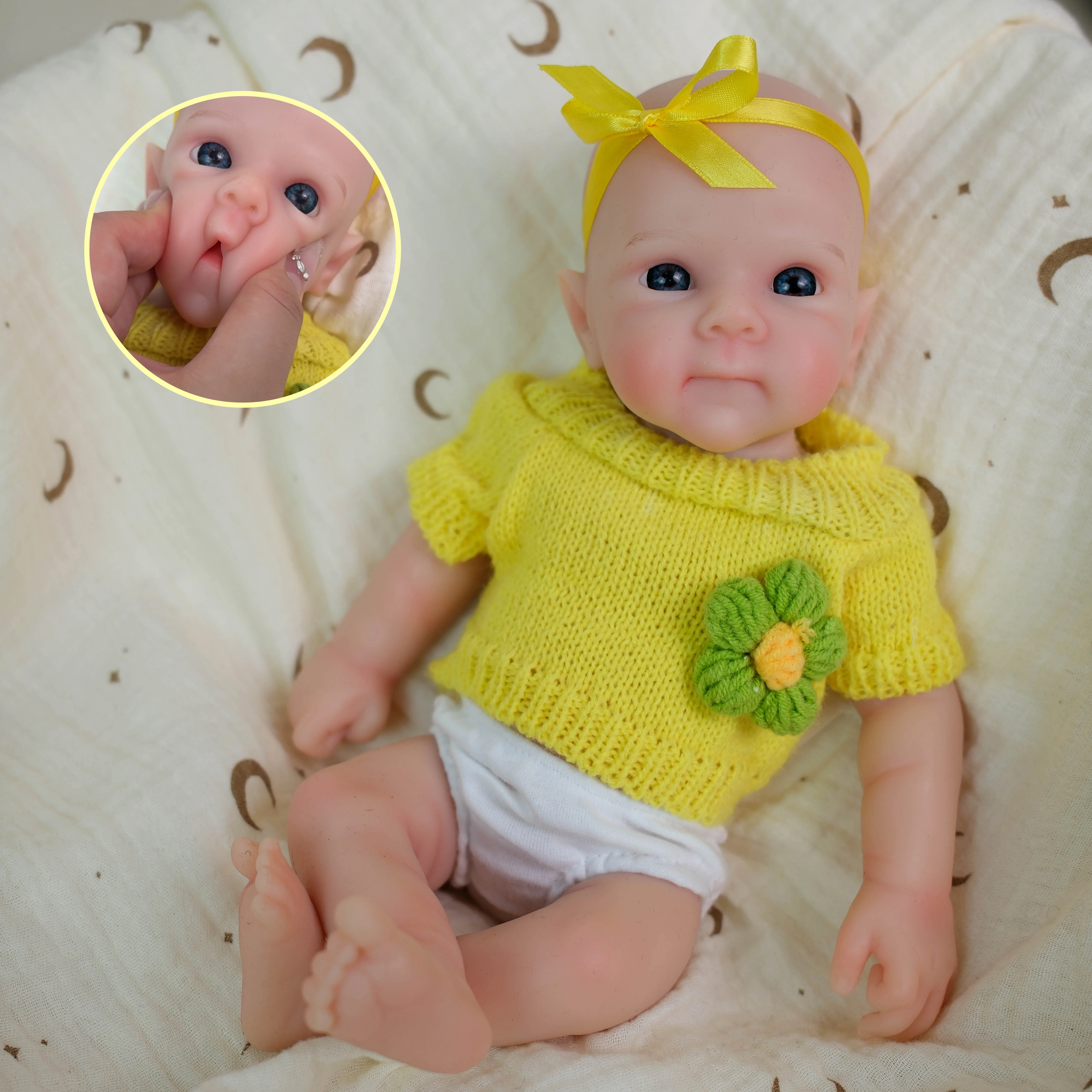 

12inch Bettie Mouth Can Open Super Soft Solid Platinum silicone Flexible Elastic Lifelike Premie Size Cute for Collectors