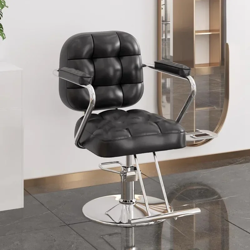 

Aesthetic Leather Salon Chair Iron Beauty Barber Swivel Hairdressing Salon Chair Hidraulic Leg Cadeira De Barbeiro Furniture