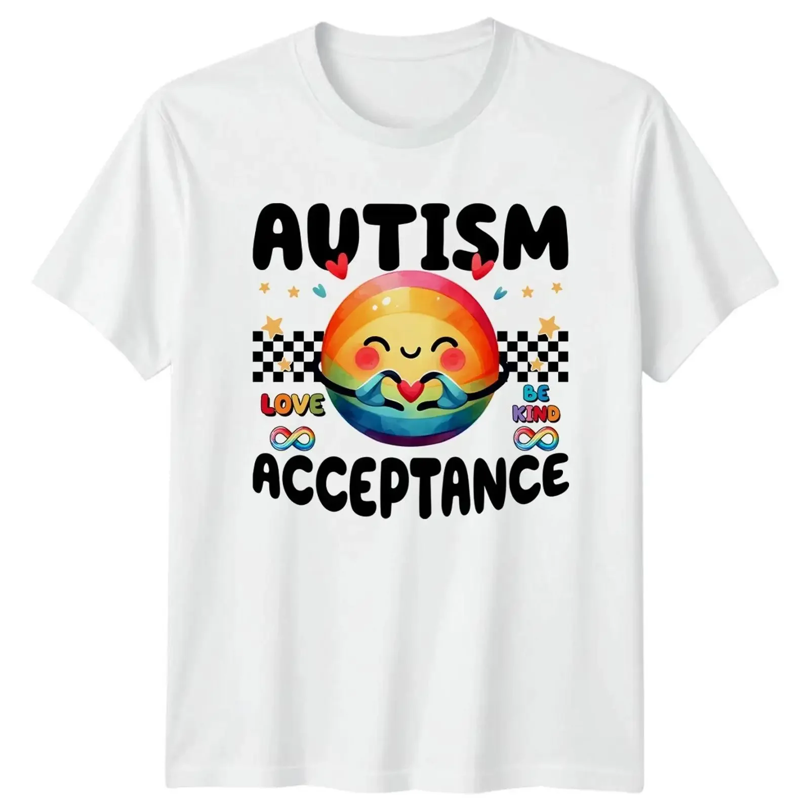 Autism Love Acceptance Be Kind T Shirt Rainbow Awareness vintage Washed streetwear Breathable designer clothes Stretched