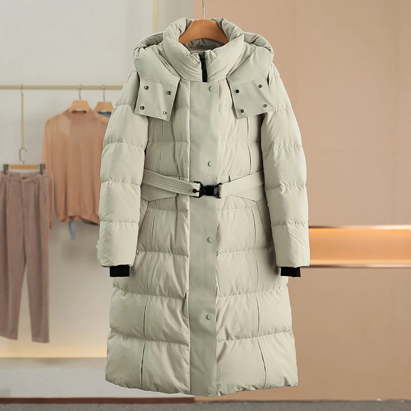 

Outdoor Windproof Long Hooded Stand Collar down Jacket Winter Clothes New Women's Fashion 409 Hanging Tag 2699 Duck down Filling