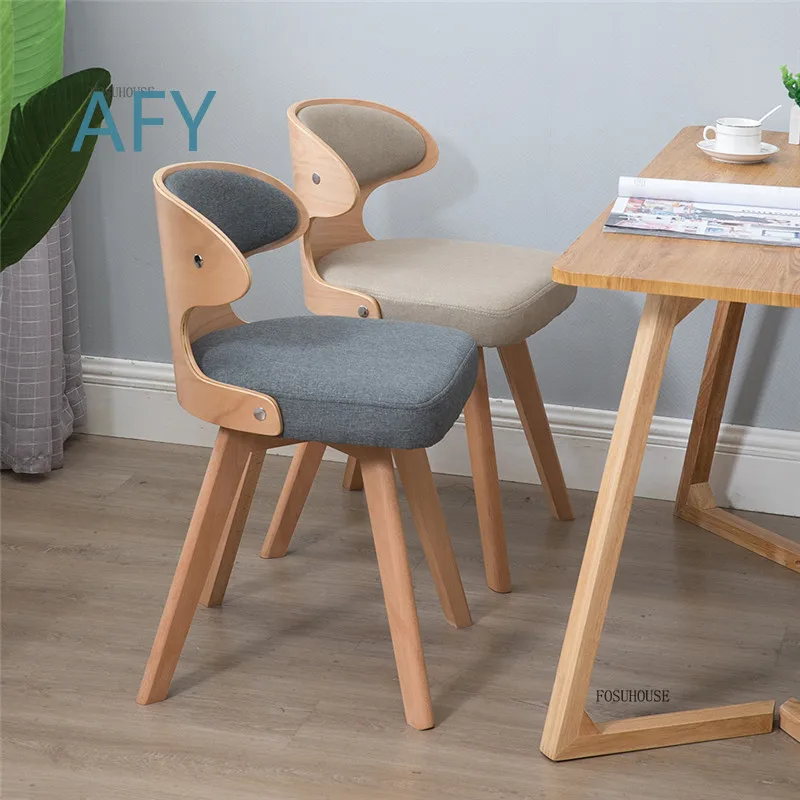 Nordic Dining Chair for Modern Minimalist Office Home Use Solid Wood Back Chair for Negotiation Leisure Lounge Stool for