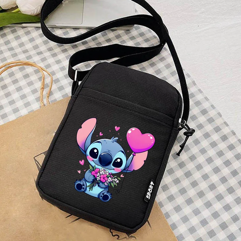 Disney Lilo & Stitch Women Shoulder Bag Crossbody BagsCanvas Small Female Bag Students Single Shoulder Mobile Phone Bags Handbag