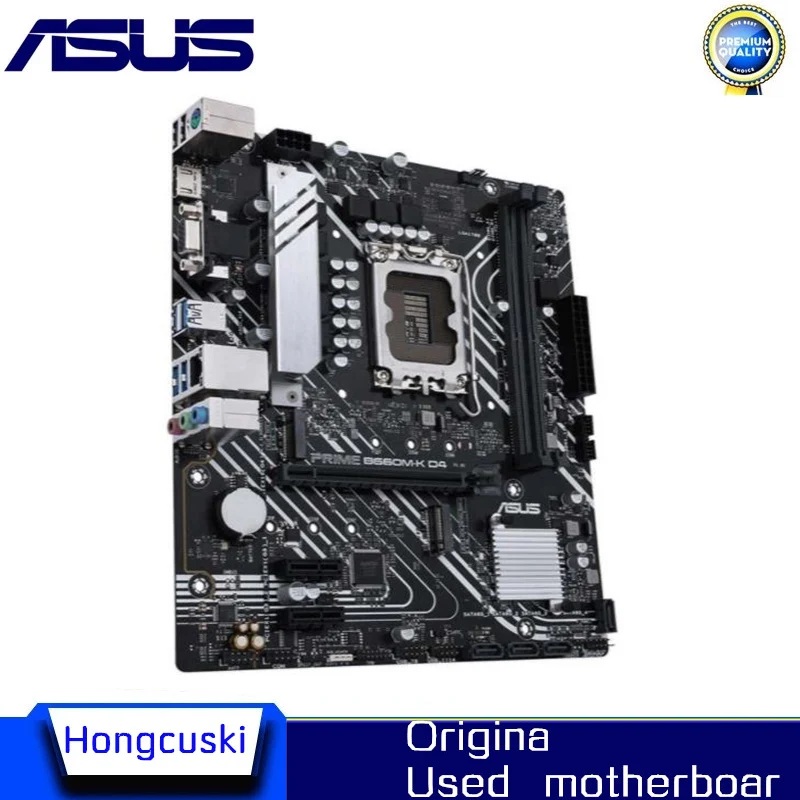 Used B660M For ASUS PRIME B660M-K D4 LGA 1700 DDR4  Motherboard B660 Supports CPU i5 10400f i3 12100f 12400f