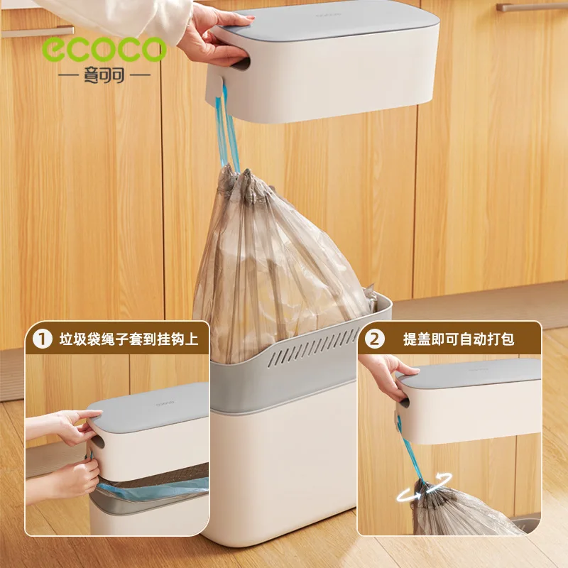 ECOCO 12L Smart Bathroom Trash Can Automatic Bagging Trash Can Narrow Smart Waterproof Garbage Bin Smart Home Kitchen Accessary