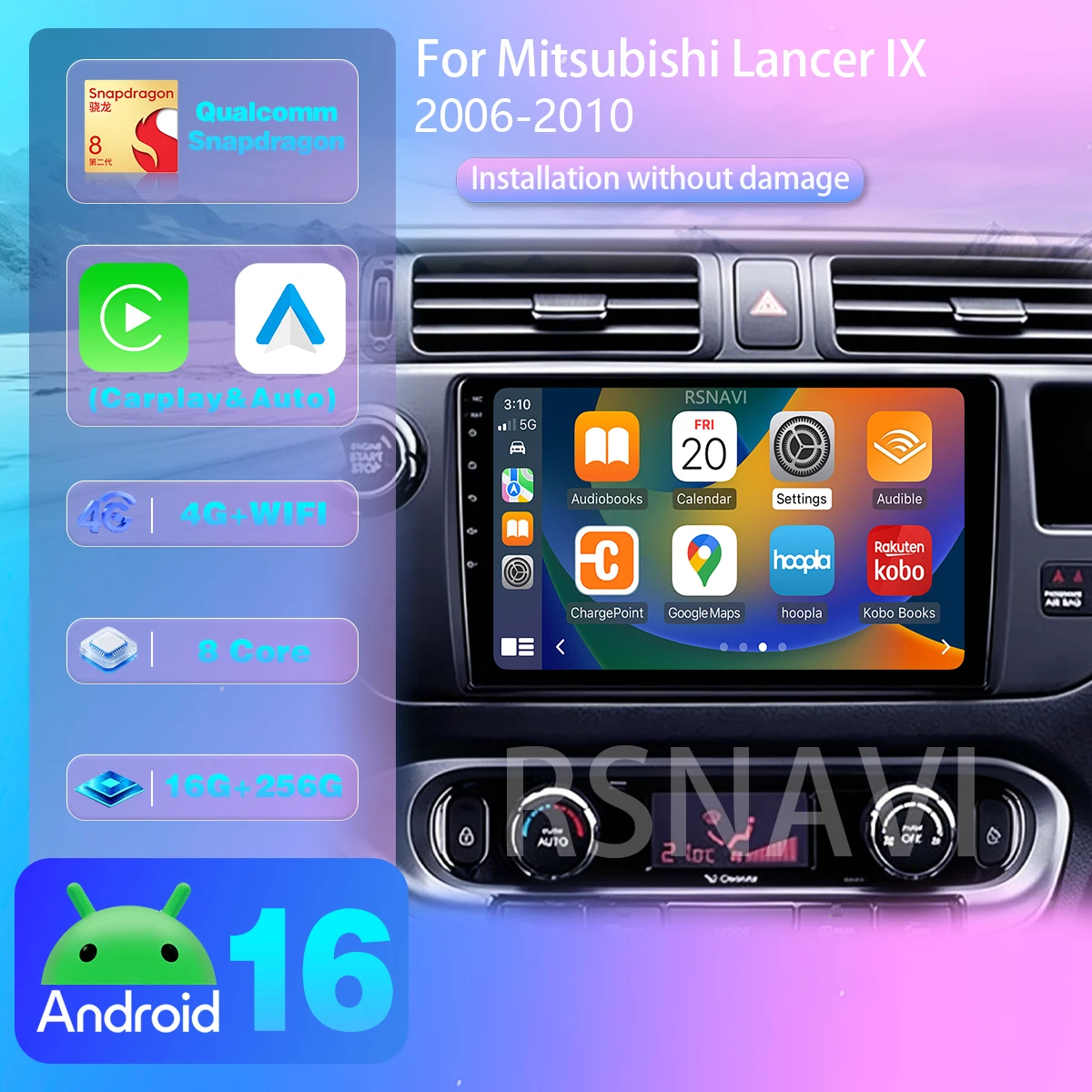 Radio Multimedia para Auto con Android 16 y Carplay para Mitsubishi Lancer 9 CS 2000 - 2010, DSP, Autoradio Estéreo, Control por Aplicación