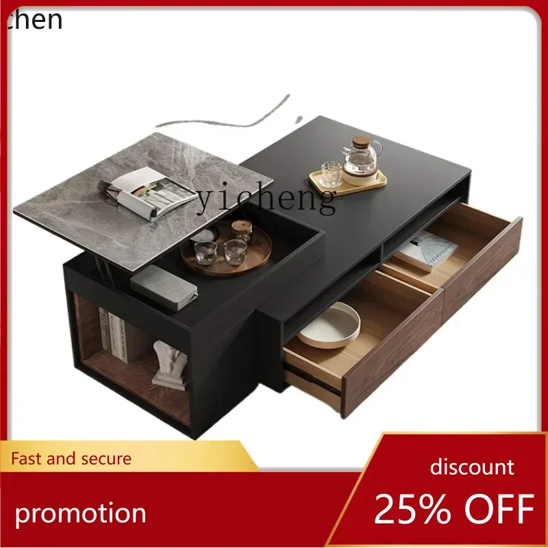 

ZML Rock Plate Lifting Coffee Table Rectangular New Modern Home Living Room Multi-functional Storage Table