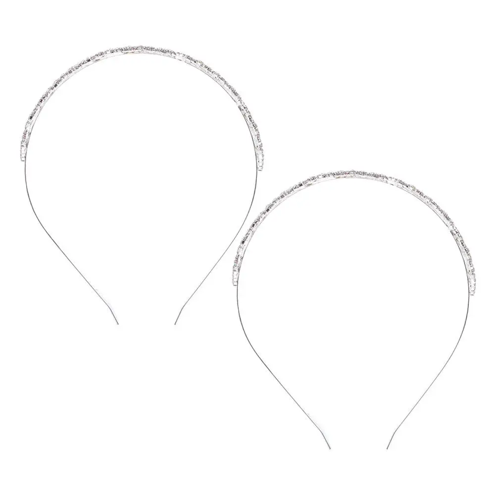 2Pcs Rhinestone Bridal Headband Elegant Wedding Hair Accessories Comfortable Stylish Headpiece for Bride Formal Occasions