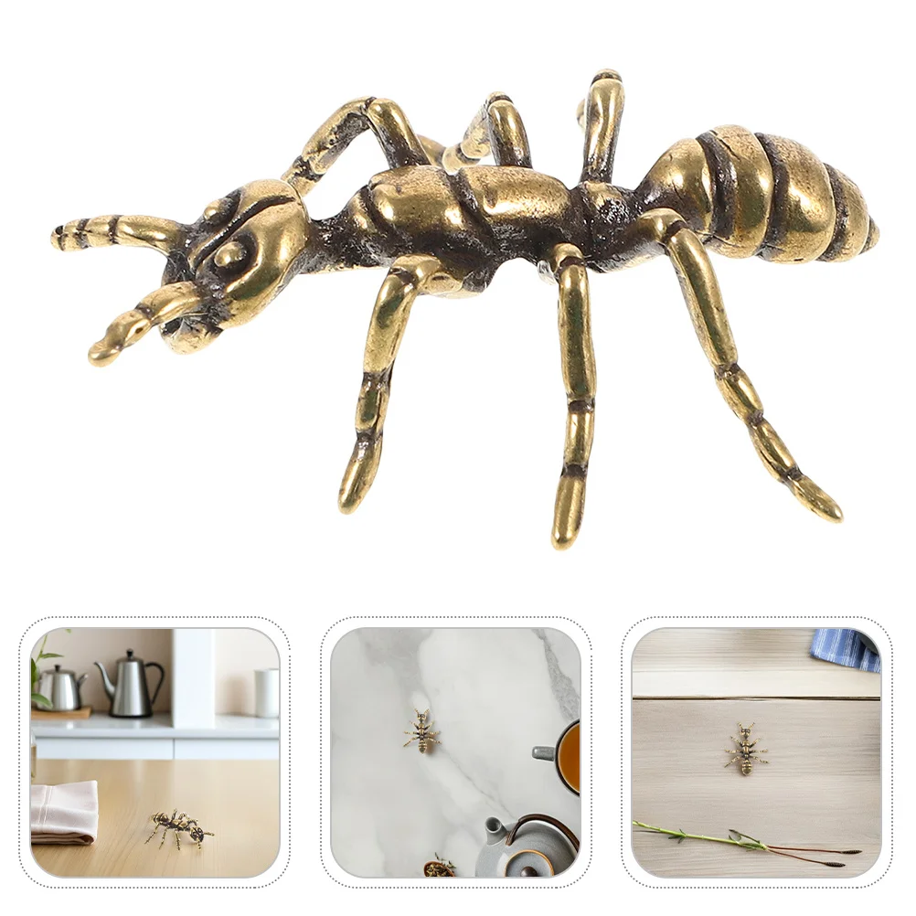 

2Pcs Traditional Chinese Ant Ornament Metal Insect Statue for Shelf Decor Vintage Brass Desktop Art Piece Small Animal Home