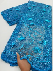 Tissu africain nigérian en dentelle pour la couture de mariage, maille française, broderie, haute qualité, 2022 verges, TY160, 2.5
