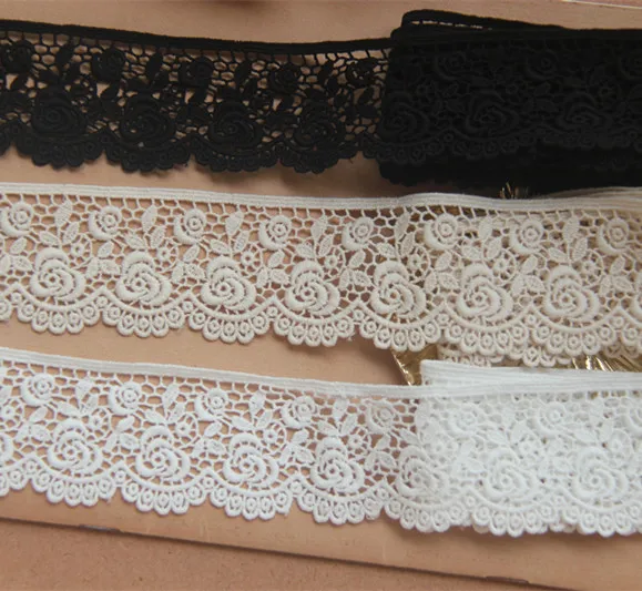 5 Yards X4.5CM, Wide New Vintage Lace Decal Embroidery, Water-soluble Cotton Thread, Handmade DIY Wedding Dress Accessories