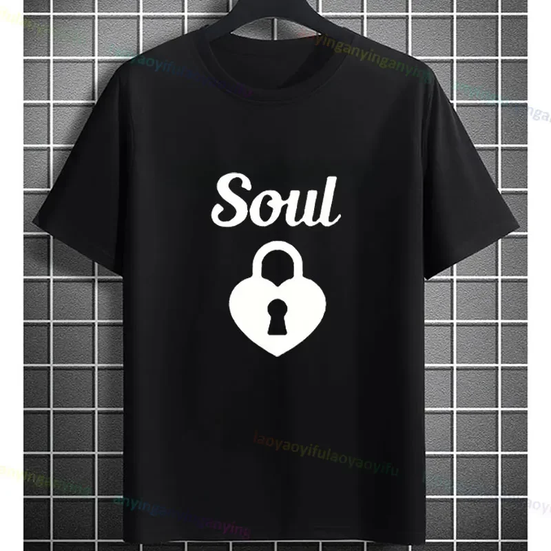 SoulMate Couple Front Design Printed Graphic T-shirt Casual Short Sleeve Cotton Tees Lovers' Clothes Perfect Valentine'S Day