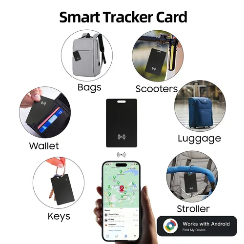 Imagen 2 del producto Cartera de carga inalámbrica, rastreador de tarjetas, bolsa fina para llaves, equipaje, localizador GPS BLE para mascotas, etiqueta inteligente para Google Find Hub para teléfonos Xiaomi y Samsung
