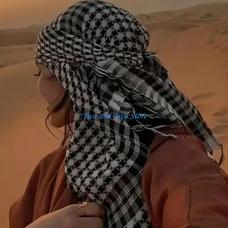 HX6F Fashionable Arab Scarf For Different Season Lightweight And Tear Resistant Polyester Fabric Mens Neck Head Wrap