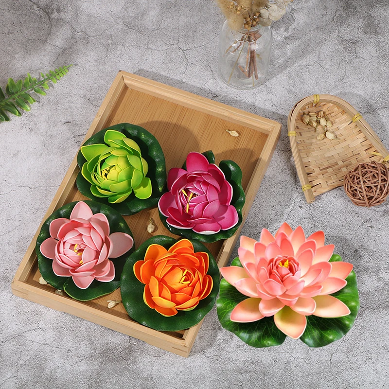 【YA】5pcs Artificial Floating Water LilyLotus Flower Pond Decor 10cm Artificial Lotus
