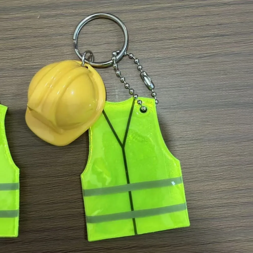 Reflective Design Reflective Keychain Creative Vest Shape Safety Helmet Shape Helmet Shaped Keychain Lightweight Pendant