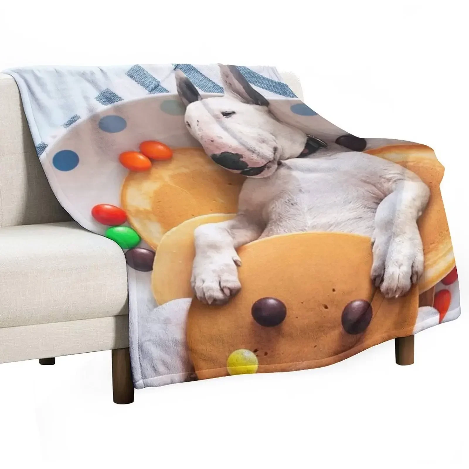 

Miniature Bull Terrier Pancakes Throw Blanket Bed Blankets For Bed Personalized Gift blankets and throws Blankets