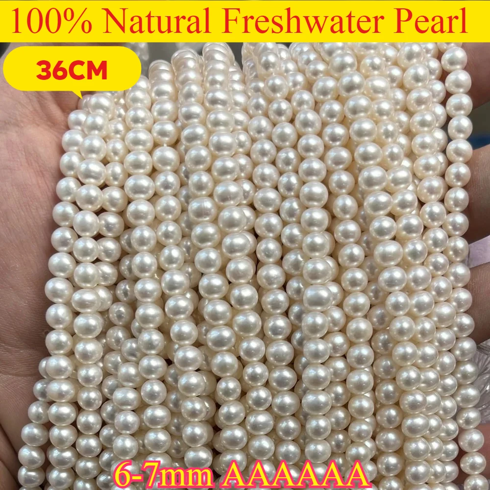 AAAAAA 6-7mm High Quality Natural Freshwater Pearl Near Round Semi-finished Loose Beads for Jewelry Making DIY Necklace Bracelet