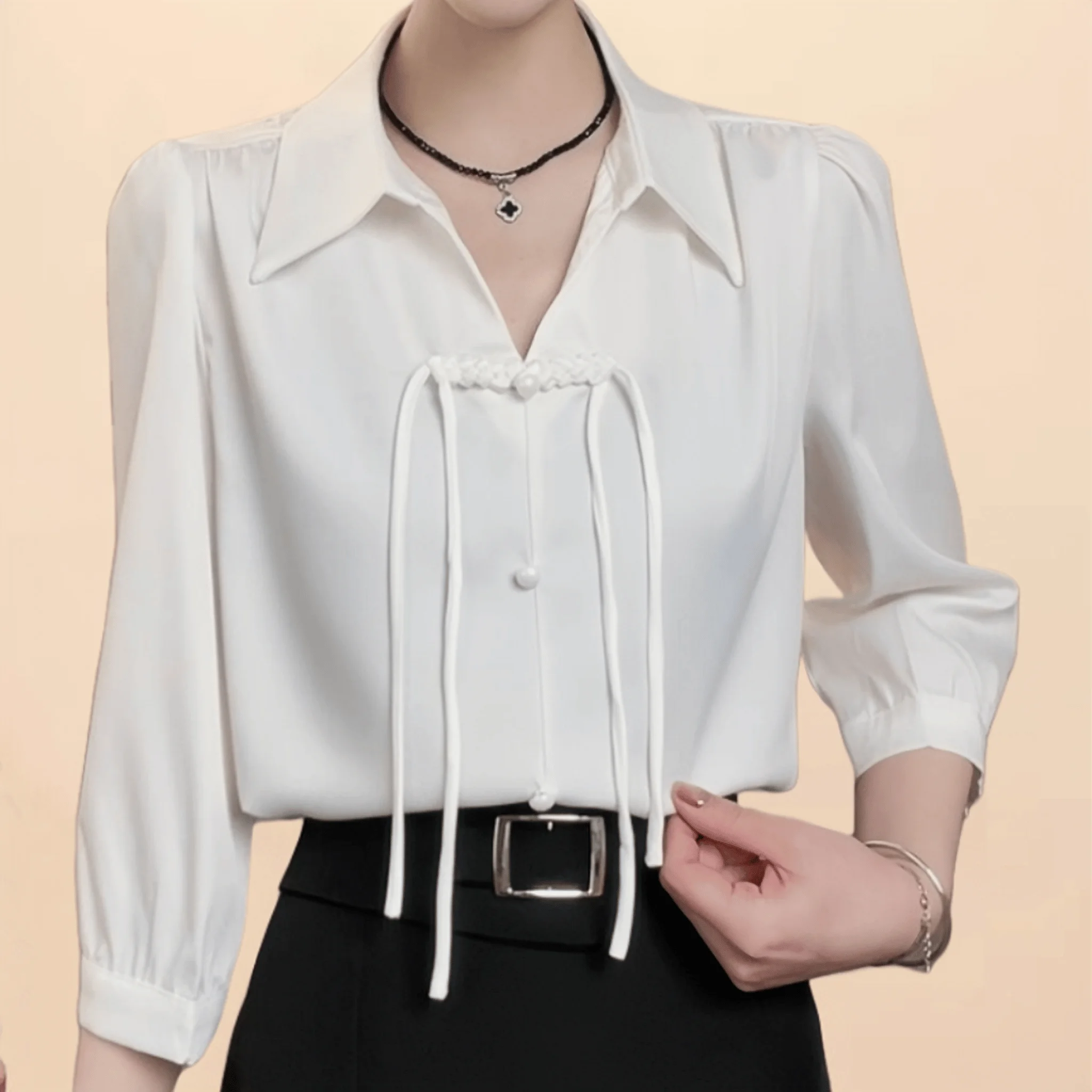 ใหม่แฟชั่นสไตล์จีนประณีตซาตินเสื้อผู้หญิงเสื้อ Blusas Mujer De Moda 2025 Verano เสื้อแขนยาวหญิง Y2k