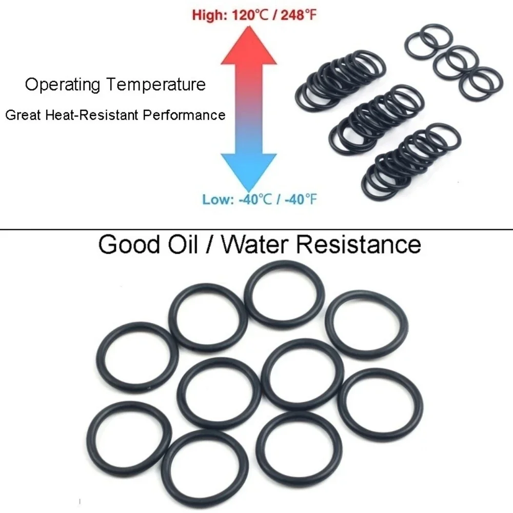 740/1200Pcs O-ring Rubber Gaskets Seal Ring Set Nitrile Rubber High Pressure O-Rings NBR Sealing Elastic Band O Rubber Rings Set