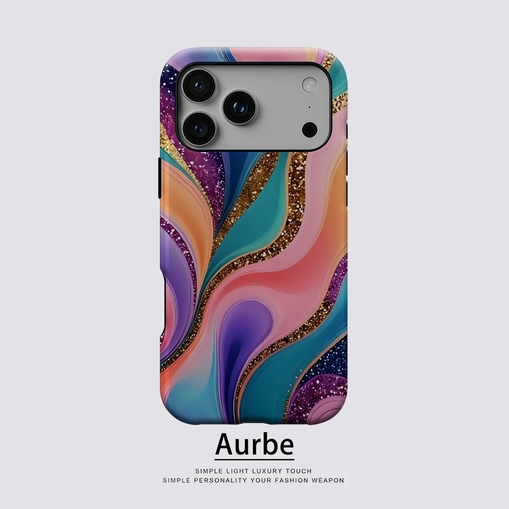 Glitzernde Flüssigkeitswirbel für magnetische Handyhülle für iPhone 17 16 15 14 13 Pro Max Plus – Robuste Einzel- und Doppelschicht-Hülle