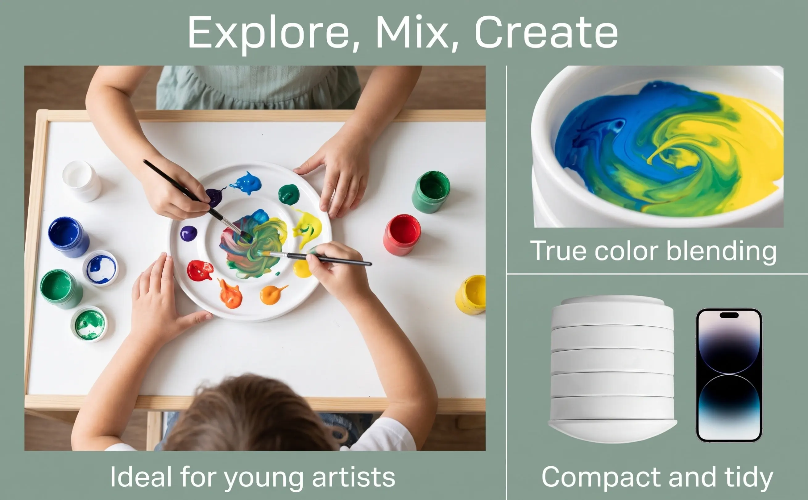 Five Layers Ceramic Ink Dish Pigment Plate Stable Tool Color Mixing Tray Watercolor Palette Ceramic Paint