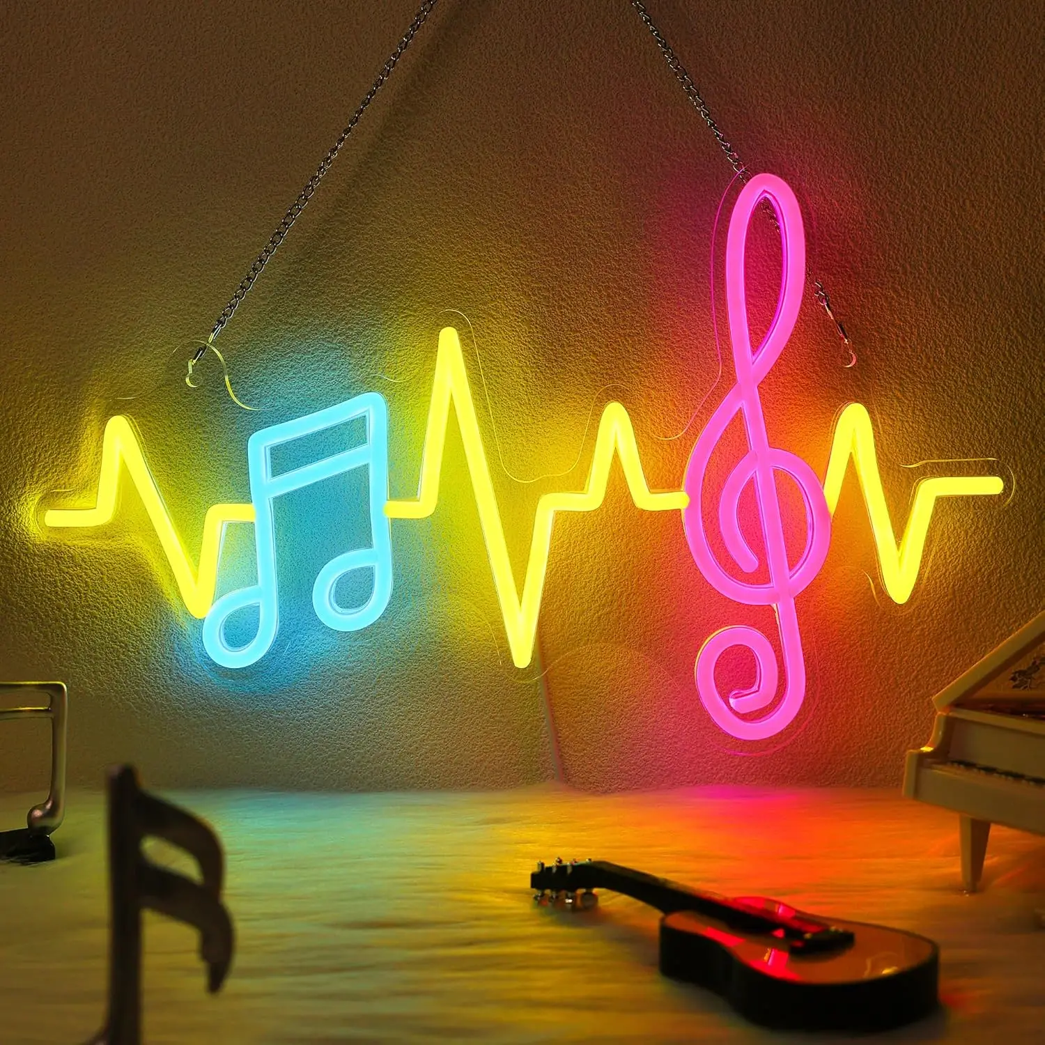 

Music Notes Neon Sign USB Powered LED Dimmable LED Neon Light for Bedroom Dorm Man Cave Studio Club Decor Personzalized Gift