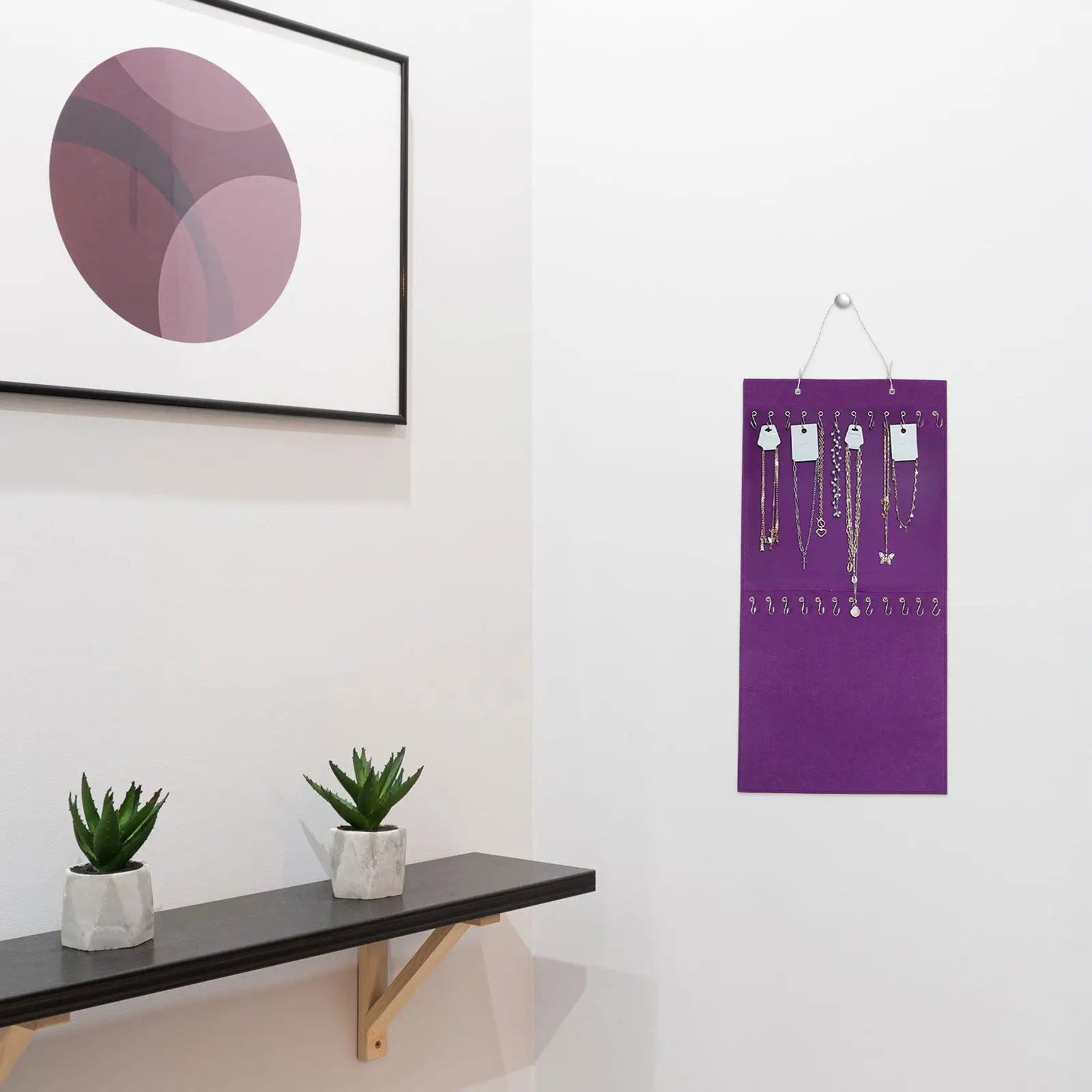 

Набор из 1-го фетрового органайзера премиум-класса для хранения украшений и аксессуаров для волос, настенный/навесной на дверь, для дома