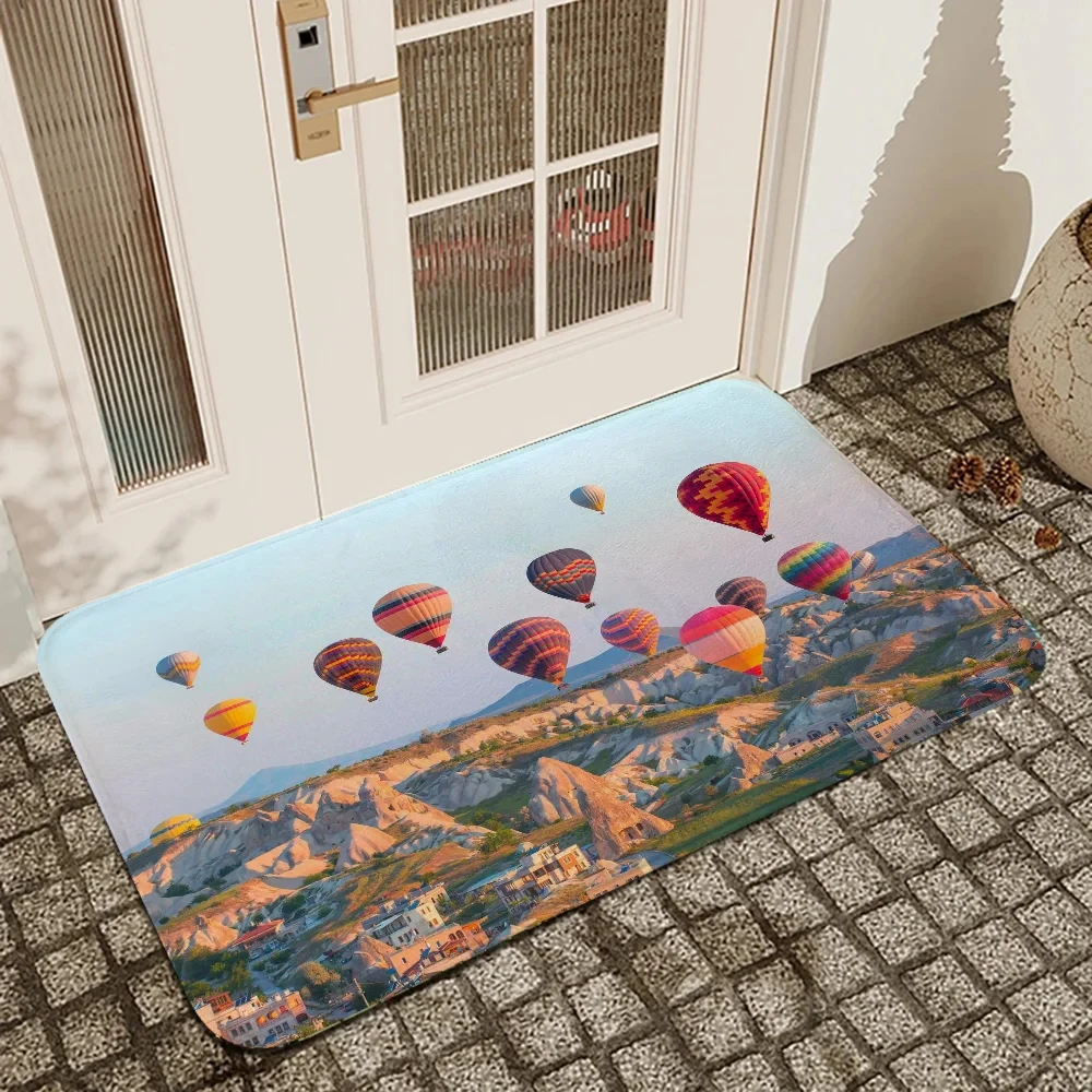 Colorful Hot Air Balloon Pattern Doormat Natural Landscape Carpet Home Living Room Decor Area Rug Children's Bedrooms Floor Mat