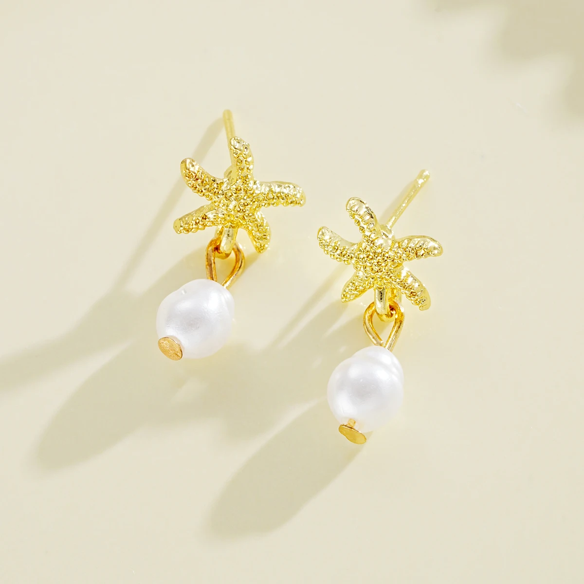 Vintage Starfish Imitation Pearl Pendant Earrings For Women Fashion Elegant Gold Color Earrings Summer Beach Party Jewelry Gifts image 5