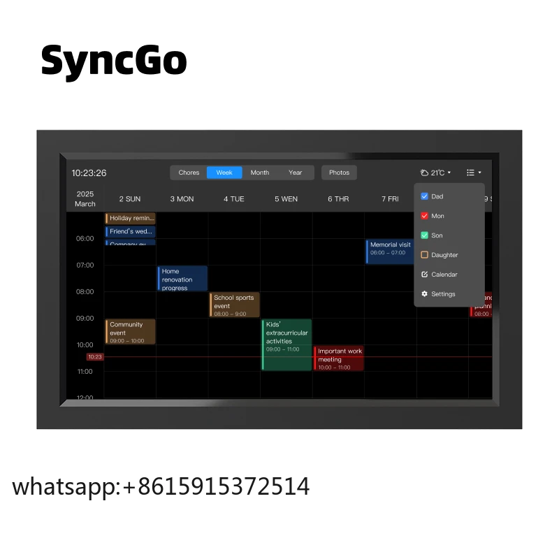 Семейный умный цифровой календарь TLCRETE с сенсорным экраном, фоторамка с погодой, поддержка нескольких пользователей, синхронизация Google и iCloud, офисное оборудование