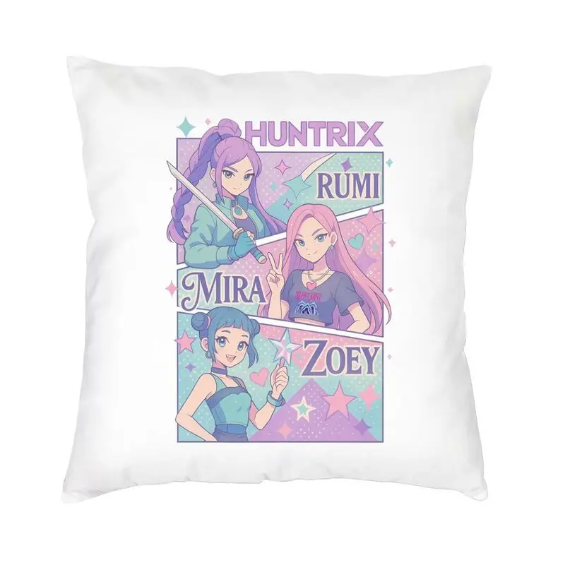 

Kpop Demon Hunter Huntrix Girls Cushion Cover Two Side 3D Printing Floor Pillow Case for Sofa Cool Pillowcase Home Decor