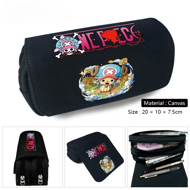 Anime One Piece Luffy Zoro Sanji Figure Stationery Pen Box, bolsa de bolígrafos de dibujos animados, estuche de lápices multifuncional, regalo de Festival para Niños