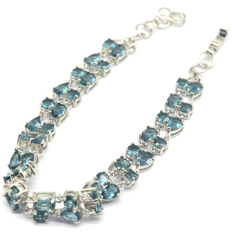 8x6 مللي متر جميلة لندن الأزرق توباز الأرجواني جمشت الأخضر الزبرجد الأرجواني الإسبنيل المرأة الفضة سوار 7.5-8.5 بوصة